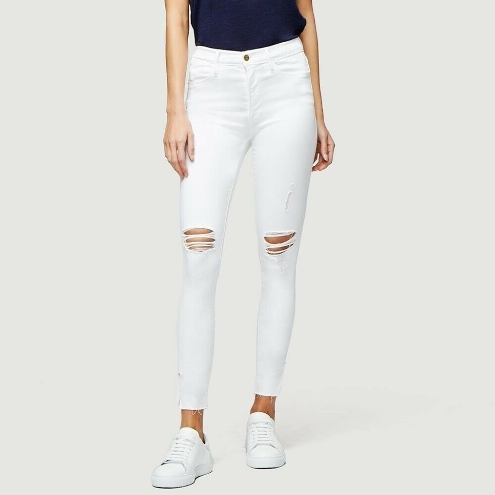 Le High Skinny Crop Slit Rivet Blanc Transit Jeans